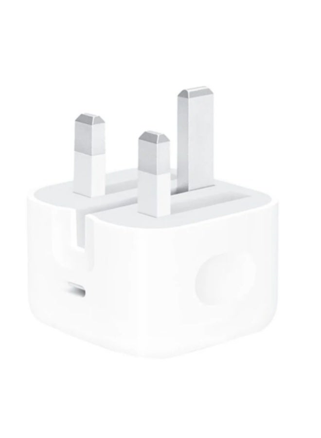 20W USB-C 3-Pin Power Adapter / (Original iPhone Charger) - White - Image 1