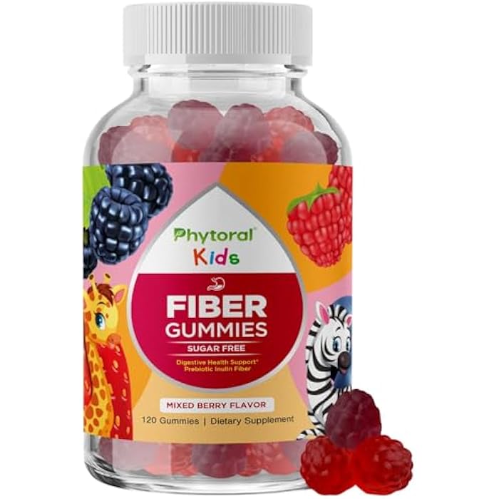 Phytoral High Prebiotic Fiber Gummies for Kids - Dietary Fiber Supplements for Digestion & Constipation - Chicory Root Kids Immune Gummies - Non-GMO & Vegan Digestive Nutritional Supplements - 120 Count - Image 1