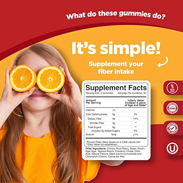 Phytoral High Prebiotic Fiber Gummies for Kids - Dietary Fiber Supplements for Digestion & Constipation - Chicory Root Kids Immune Gummies - Non-GMO & Vegan Digestive Nutritional Supplements - 120 Count - Image 3