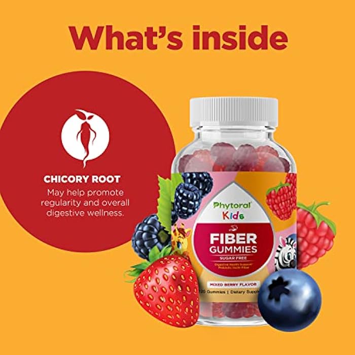 Phytoral High Prebiotic Fiber Gummies for Kids - Dietary Fiber Supplements for Digestion & Constipation - Chicory Root Kids Immune Gummies - Non-GMO & Vegan Digestive Nutritional Supplements - 120 Count - Image 5