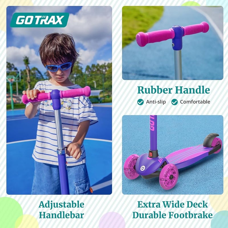 جوتراكس دراجة طفولية Gotrax KS3، عجلات مضيئة بالـ LED، مقود قابل للتعديل في الارتفاع ومقعد قابل للإزالة، تقنية التوجيه عن طريق الانحناء وسطح مانع للانزلاق، مناسبة للأطفال من عمر 2 إلى 8 سنوات وبوزن يصل إلى 100 رطل - Image 5