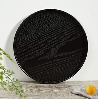 River Solid Wood Serving Tray, Round Non-Slip Tea Coffee Snack Plate, Food Meals Serving Tray with Raised Edges, for - Image 1