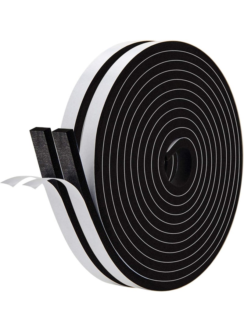 Bluejw 2 Rolls Sealstrip,Weather Stripping,Doorseal with Adhesive,Long 1/2 In Wide X 1/4 In Thick, Neoprene Weather Stripping High Density Foam Tape for Doors and Windows Insulation(2 X 13 Ft Each) - Image 1