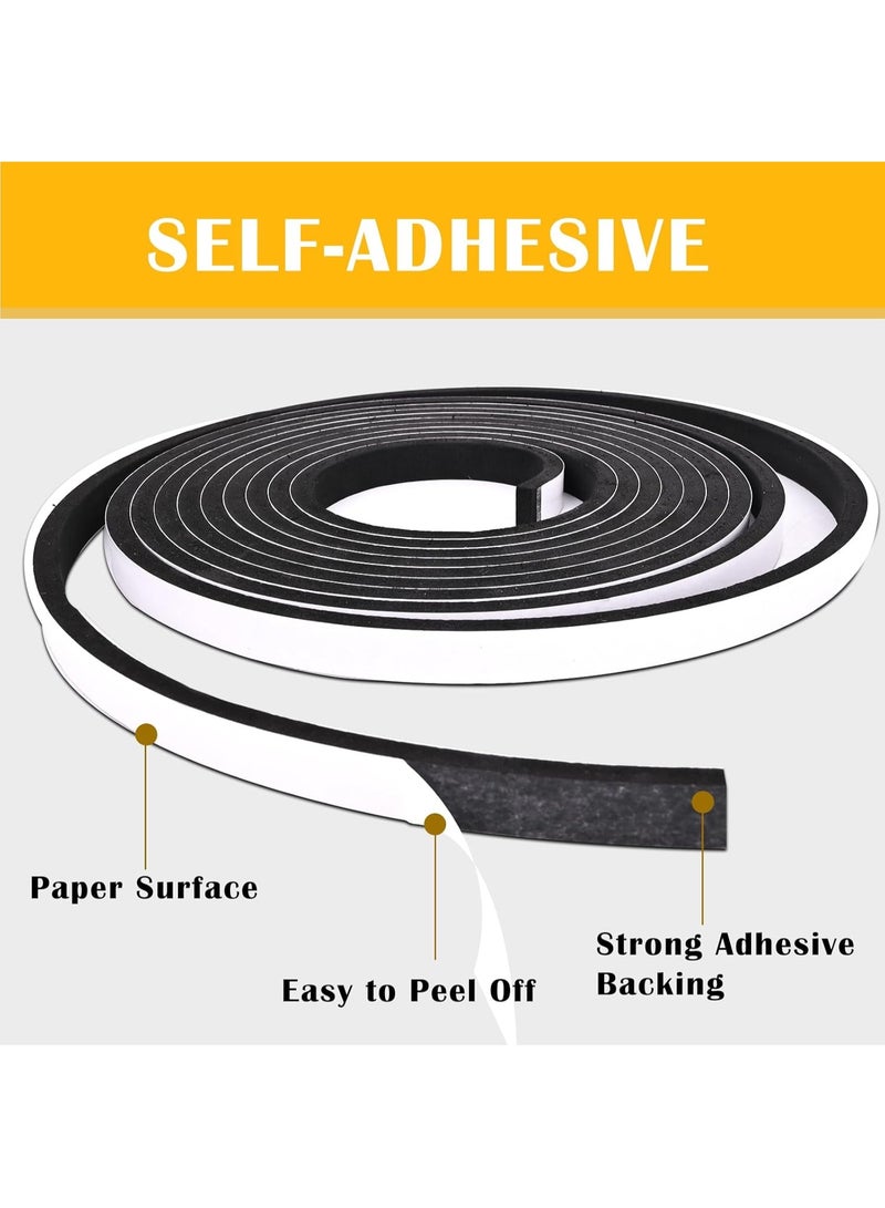 Bluejw 2 Rolls Sealstrip,Weather Stripping,Doorseal with Adhesive,Long 1/2 In Wide X 1/4 In Thick, Neoprene Weather Stripping High Density Foam Tape for Doors and Windows Insulation(2 X 13 Ft Each) - Image 2