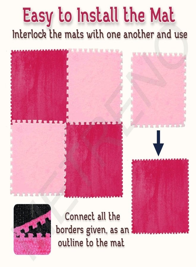 Metreno 10mm/20pcs Kids mats for Floor Soft Plush Foam Babies Puzzle Interlocking Play mats for Crawling Playing Tile mat Carpet Rug for Infants and Toddlers (Rose Red, 31.5 * 31.5 * 1cm - 20pcs) - Image 4