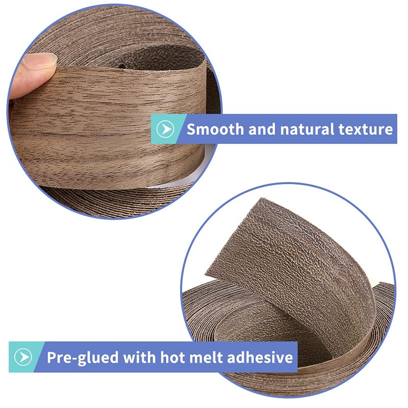 MOLIGOU Walnut Wood Veneer Roll, 2â€Ã—50â€™ Plywood Edge Banding Strips, Flexible Veneer Edging with Adhesive Back - Image 4