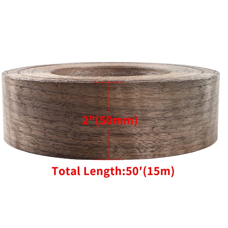 MOLIGOU Walnut Wood Veneer Roll, 2â€Ã—50â€™ Plywood Edge Banding Strips, Flexible Veneer Edging with Adhesive Back - Image 3