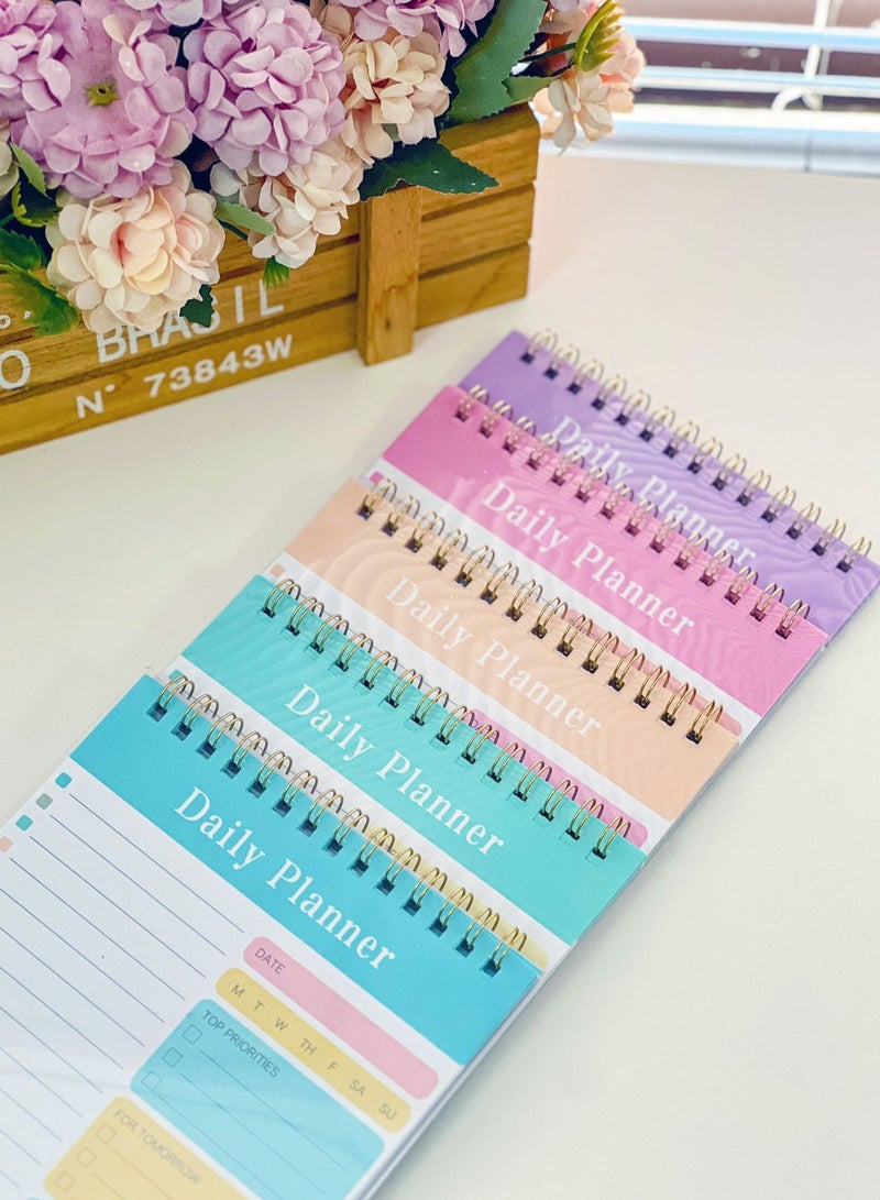 Generic 5 Pack Daily Planner Spiral Notebook - A5 Size with Clear Cover, To Do List Notepad 30 Sheets for Office Student Planning  - Image 4