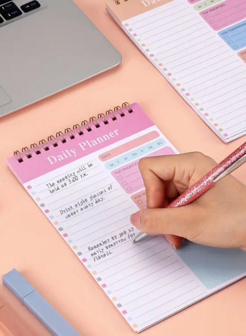 Generic 5 Pack Daily Planner Spiral Notebook - A5 Size with Clear Cover, To Do List Notepad 30 Sheets for Office Student Planning  - Image 2