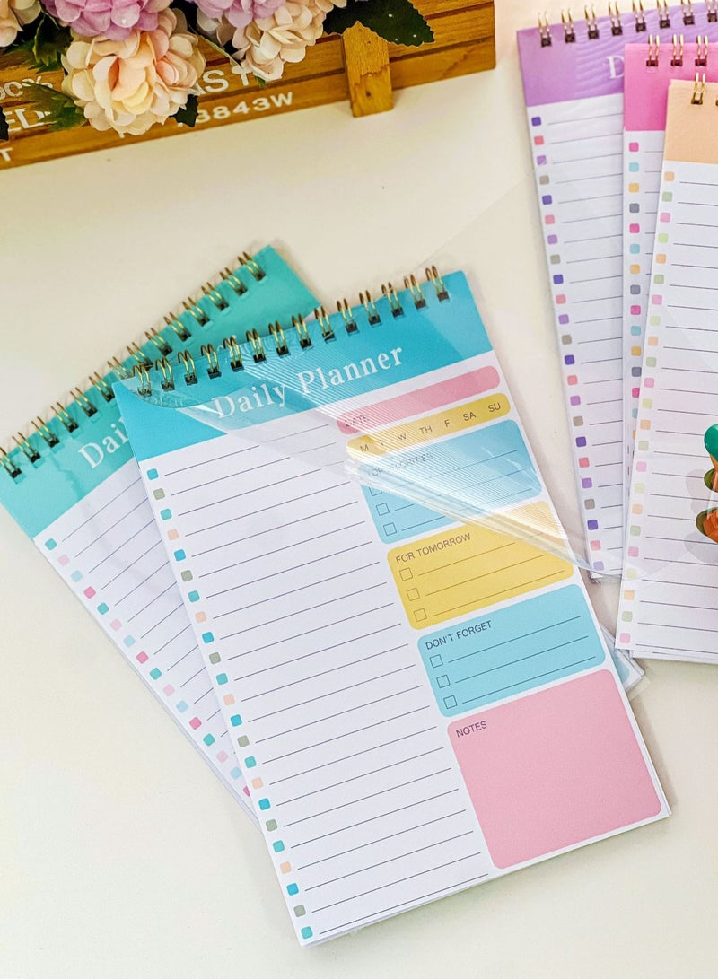 Generic 5 Pack Daily Planner Spiral Notebook - A5 Size with Clear Cover, To Do List Notepad 30 Sheets for Office Student Planning  - Image 3