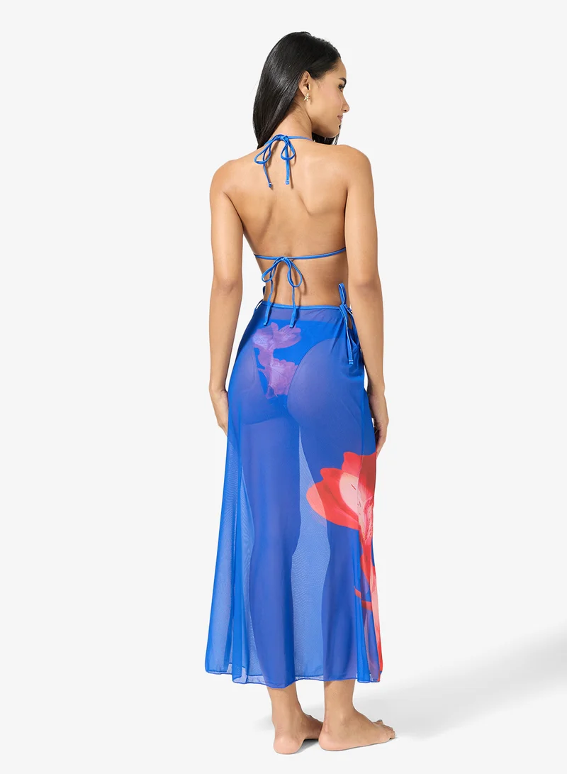 Ginger 3 PC Floral Bikini with Cover Up Skirt