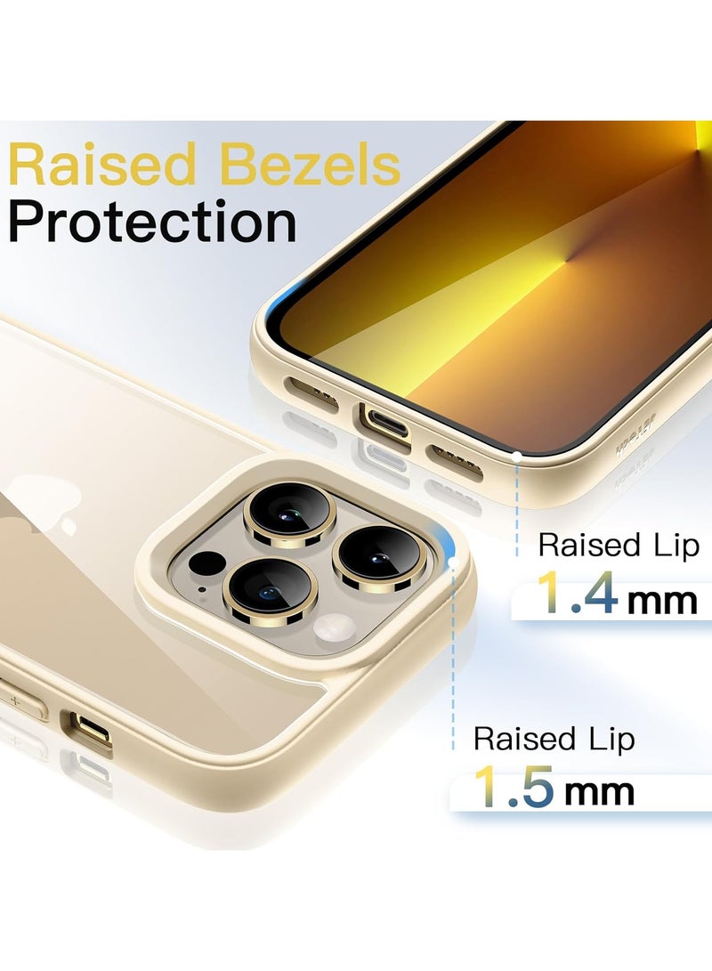 Case for iPhone 15 Pro max, Shockproof Phone Bumper Cover, Solid Color Matte TPU Frame, Anti-Scratch Clear Back(beige) - Image 2