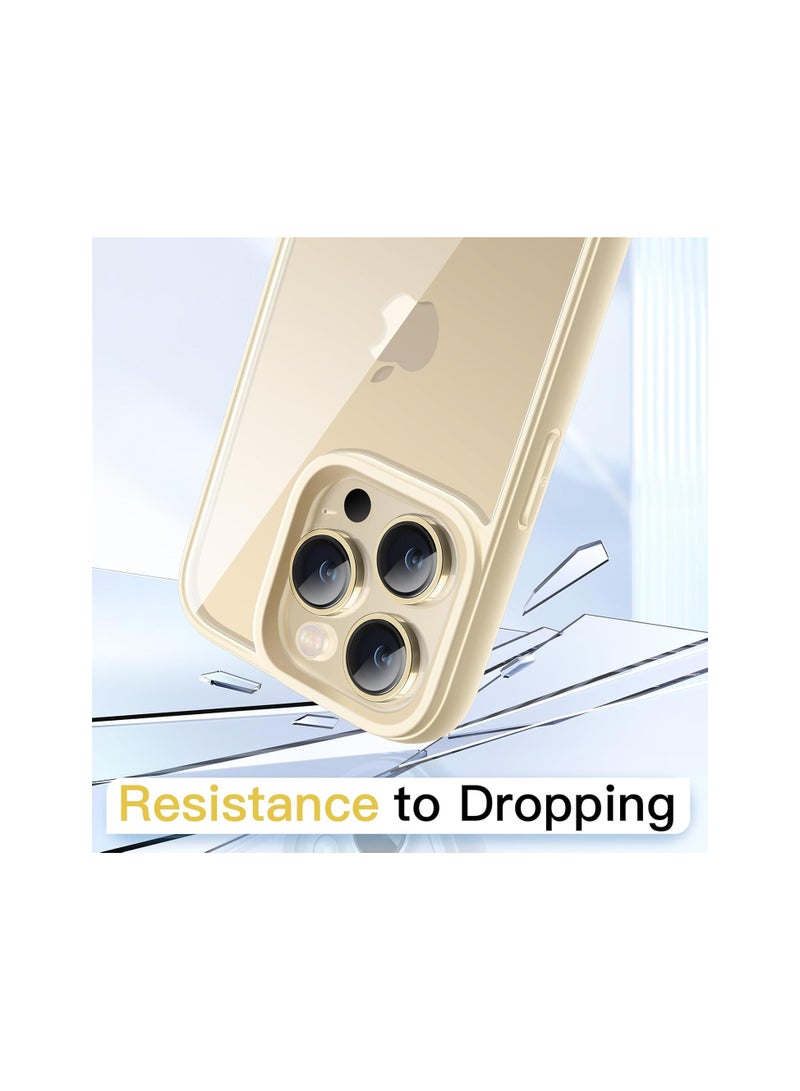 Case for iPhone 15 Pro max, Shockproof Phone Bumper Cover, Solid Color Matte TPU Frame, Anti-Scratch Clear Back(beige) - Image 3
