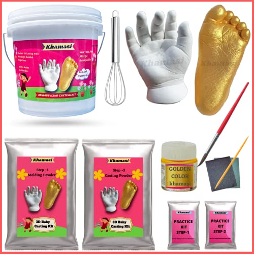 Khamasi 3D Baby Casting kit for Hand and Foot, Baby Hand Print and Footprint kit, Moulding Clay molding Powder Casting Powder - Image 1