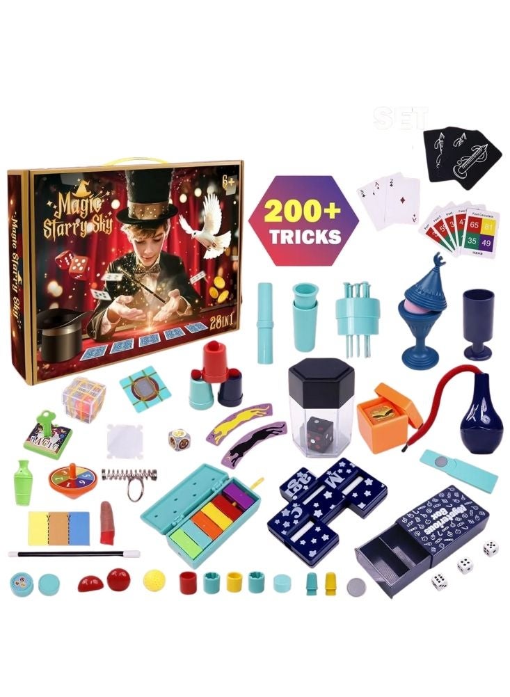 بريميم مجموعة ماجيك ستاري سكاي عشرون في واحد للخدع السحرية – مجموعة خدع احترافية مع بطاقات وعملات وأدوات، سطح أملس، متانة عالية، لعبة لبناء الثقة للأطفال من عمر ست سنوات فما فوق