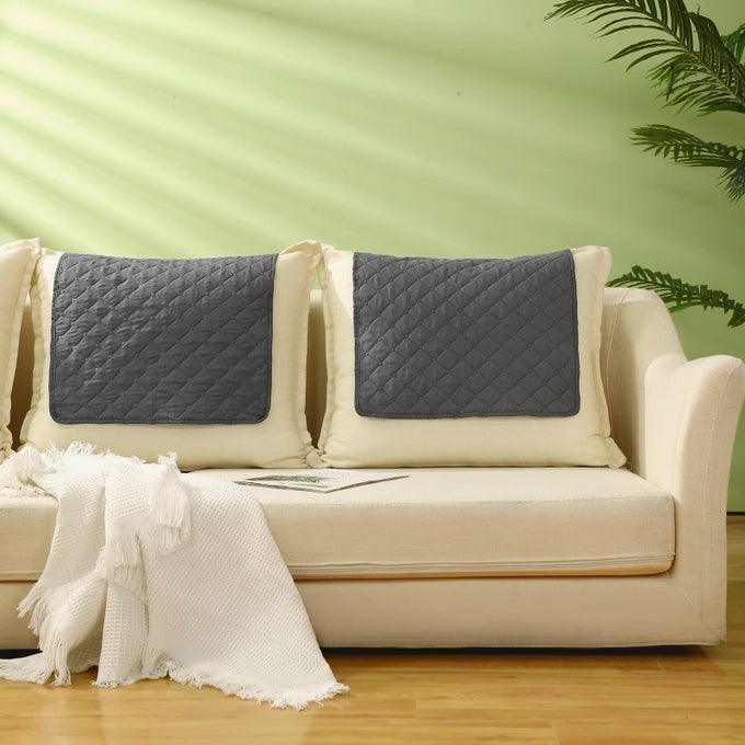 2 PCS HEADREST COVER FOR RECLINER CHAIR SOFA HEADREST COVER HEAD PROTECTOR FURNITURE PROTECTOR FOR RECLINER SOFA SLIPCOVERSGRAY