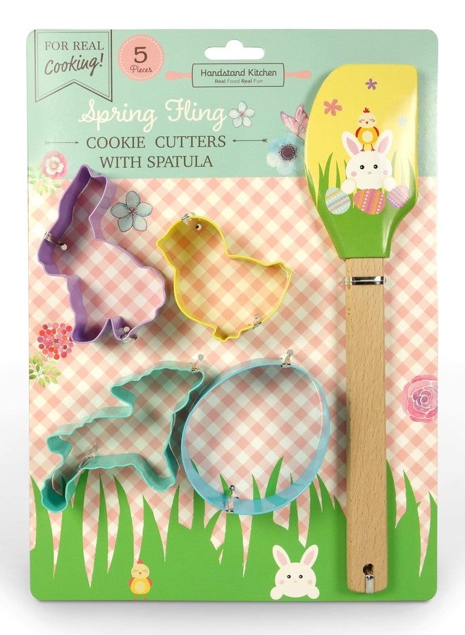 Handstand Kitchen Spring Fling 5-piece 3" Easter Cookie Cutter and Spatula Set - Image 1