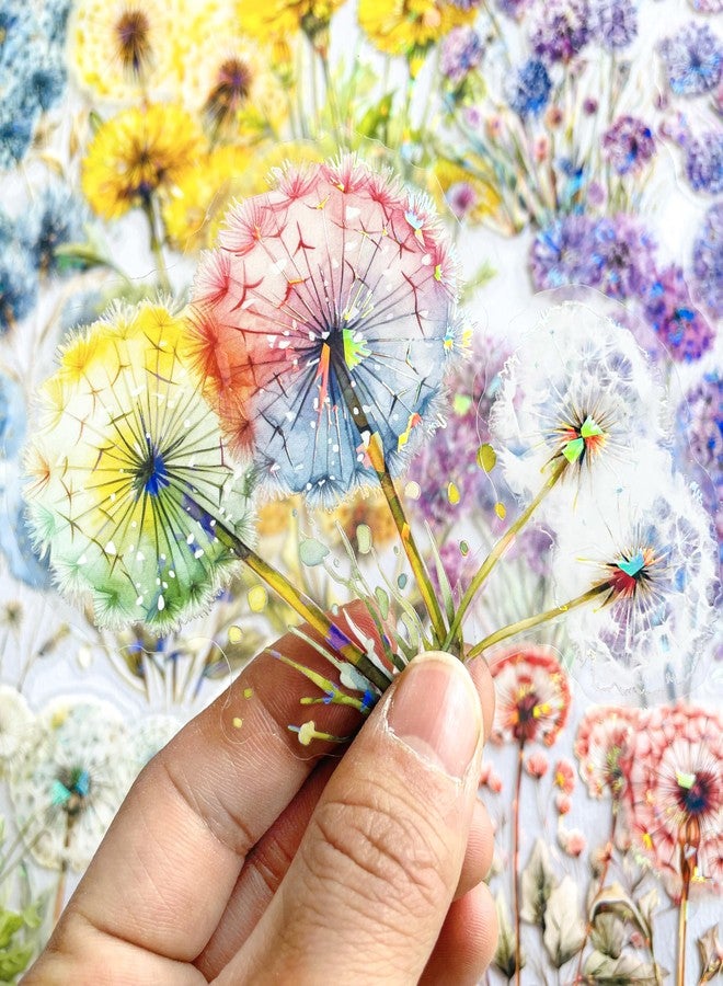 YOKSAS 60-Piece Holographic Dandelion Scrapbook Stickers – Colorful Iridescent Effect Decorative Floral Botanical Stickers for Journaling, Art Projects, Card Making, Planners, Gift Wrapping - Image 2