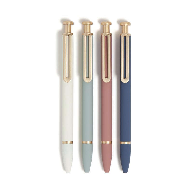 U Brands Monterey Ballpoint Pens 4 Count Atlantis Hue Soft Touch Gold Details Bold 10 mm Point Black Ink - Image 2