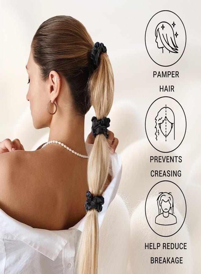 Hapforever 3PCS Silk Hair Ties for Women, 19 Momme 100% Mulberry Silk Scrunchies for Women Girls Sleep Tie Scrunchie No Damage for Natural, Curly, Thin or Thick Hair - Image 3