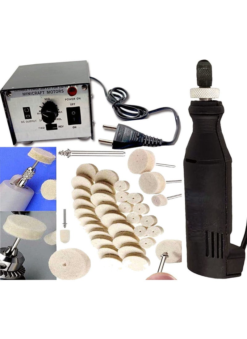 DIY Crafts DIY Crafts 8x Type Felt Pad, Felt Pad + Madrel, Tools Minicraft Machine/Mini Drill Machine With 12V Speed And Direction Control Stabilizer Elimeter Box (8x Type Felt Pad, Felt Pad + Madrel)  - Image 1