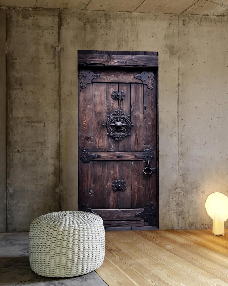 FLFK Door Mural Decal - Door Sticker Peel and Stick, Removable Self-Adhesive Wooden Door Wallpaper for Home Decor, 30.3 "W x 78.7 "L, Set of 2 Sheets - Image 3