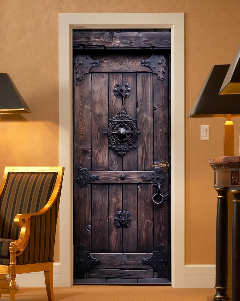 FLFK Door Mural Decal - Door Sticker Peel and Stick, Removable Self-Adhesive Wooden Door Wallpaper for Home Decor, 30.3 "W x 78.7 "L, Set of 2 Sheets - Image 1