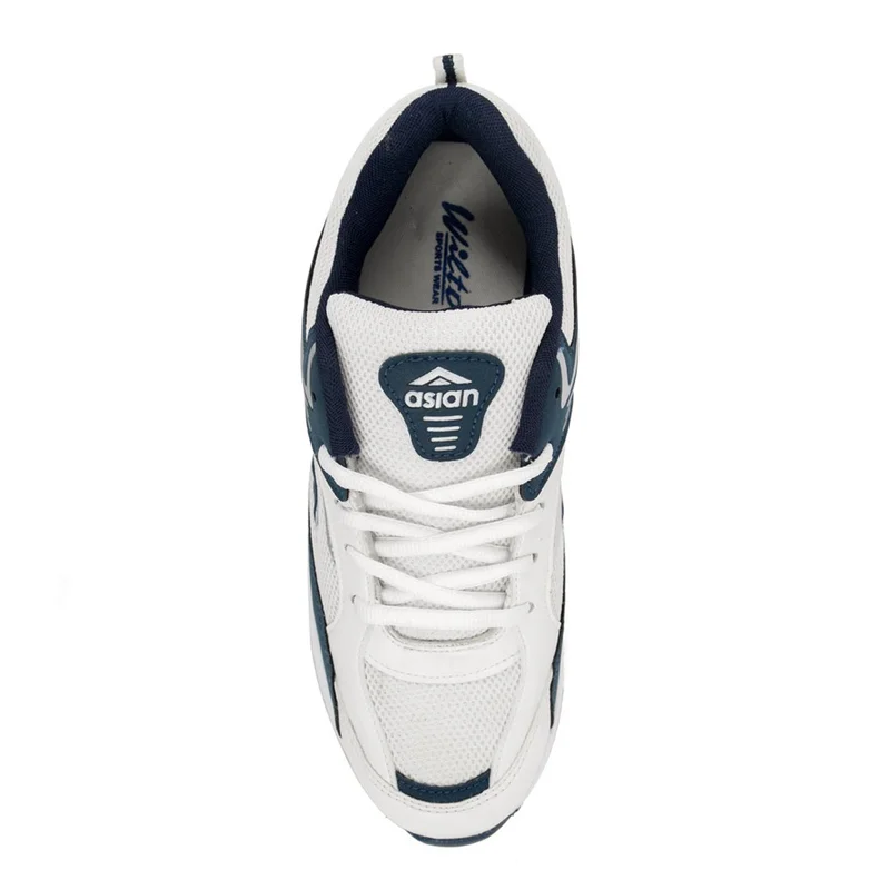 أسيان White Blue Lace Up Running Shoes for Men