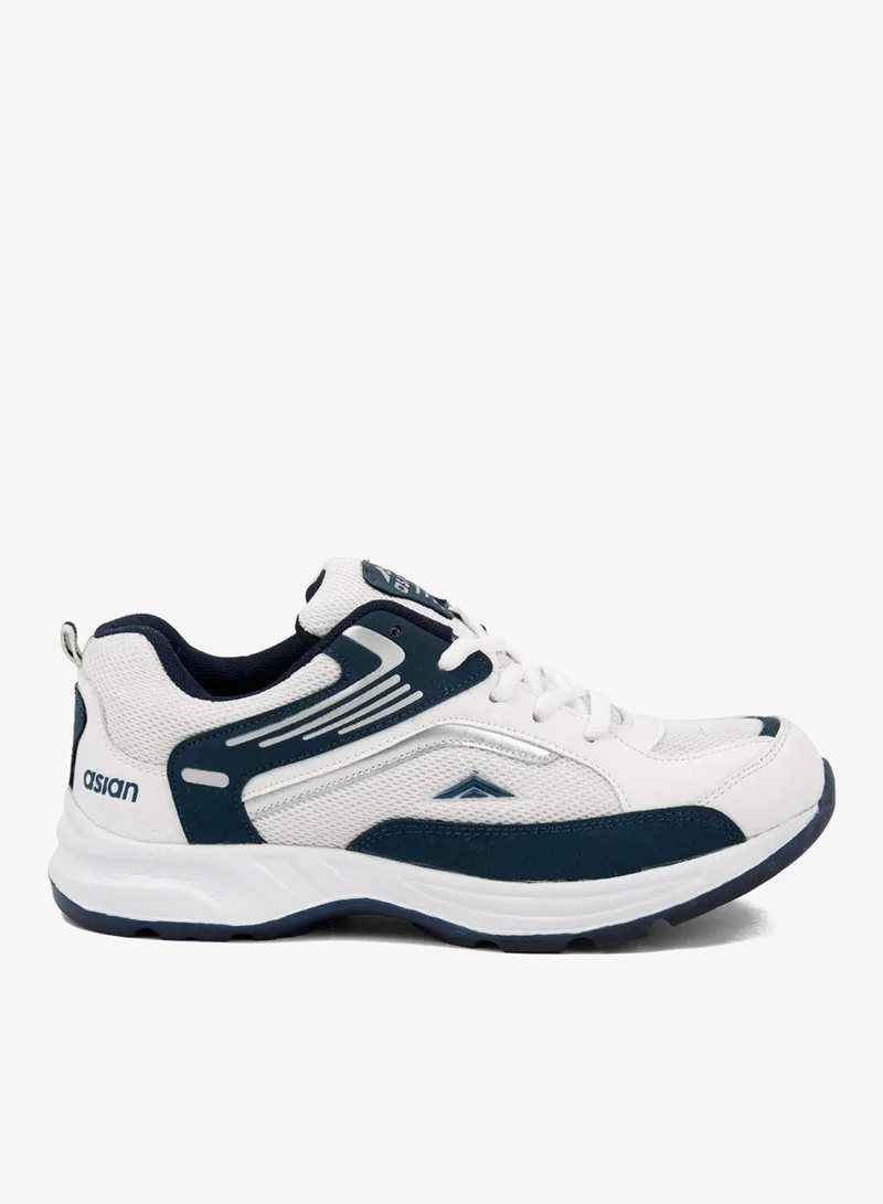 أسيان أحذية جري رجالية بيضاء زرقاء برباط