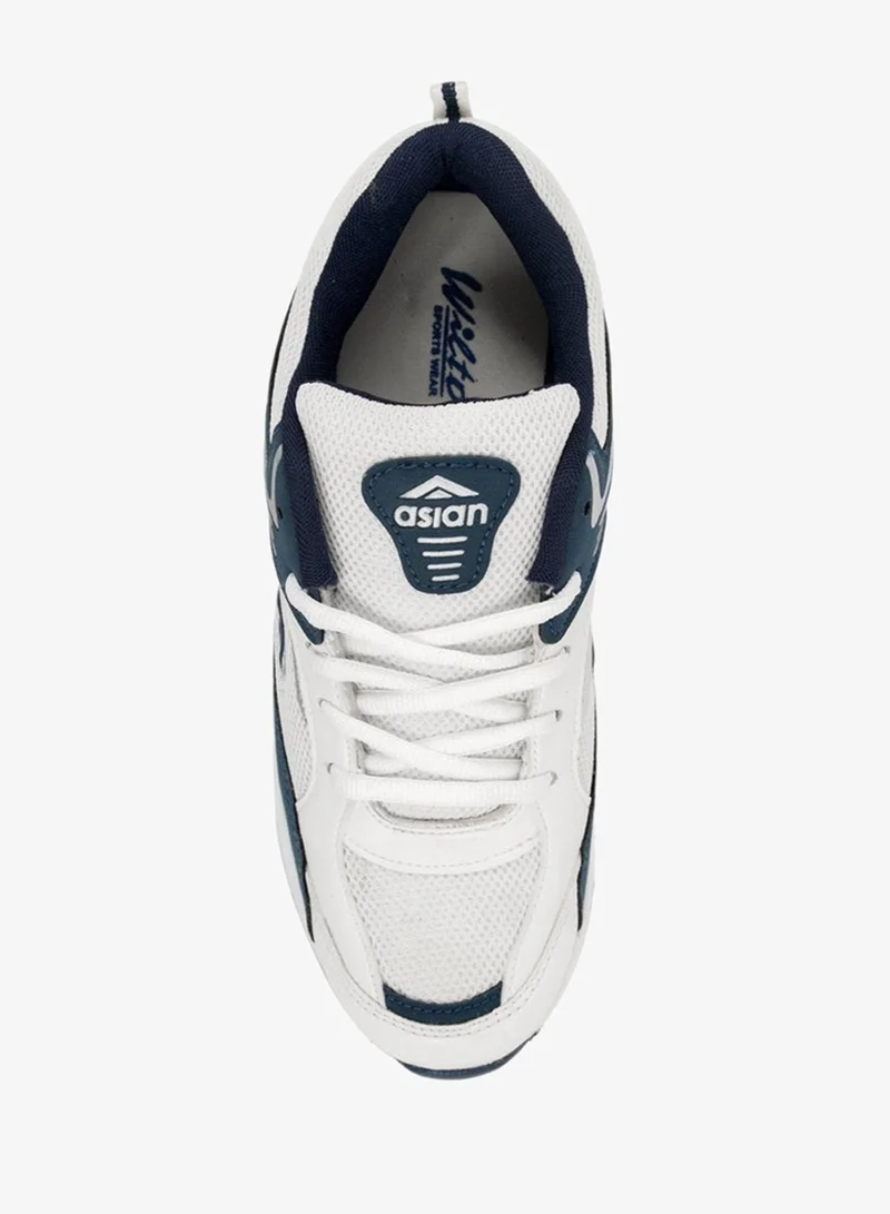 Asian  White Blue Lace Up Running Shoes for Men for Men | Best Price UAE