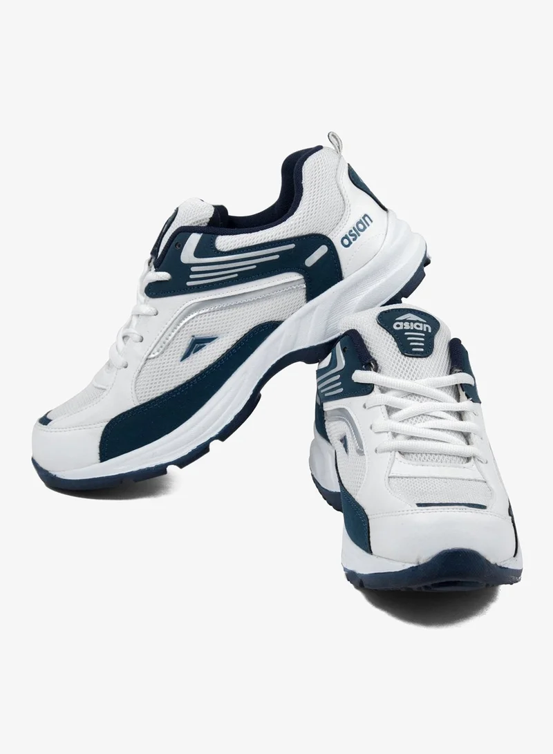 Asian  White Blue Lace Up Running Shoes for Men for Men | Best Price UAE