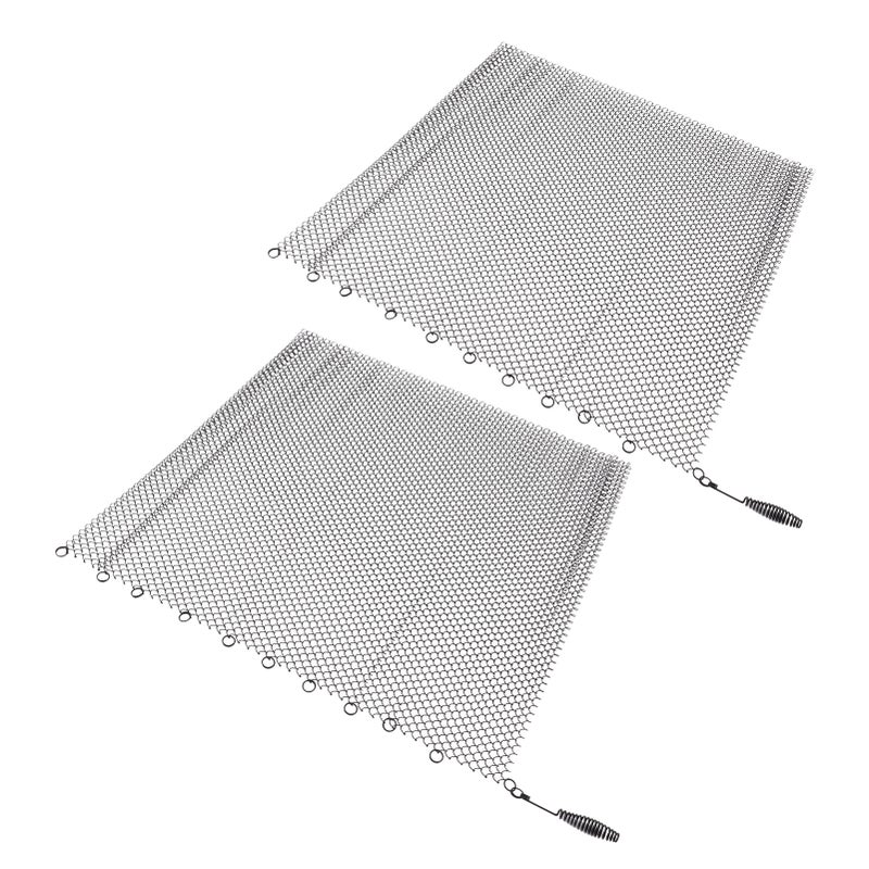 Fireplace Mesh Screen Curtain 2 Wide Panels Hanging Replacement Screens for Home Wood Burning Fireplace Black 24x18in - Image 3