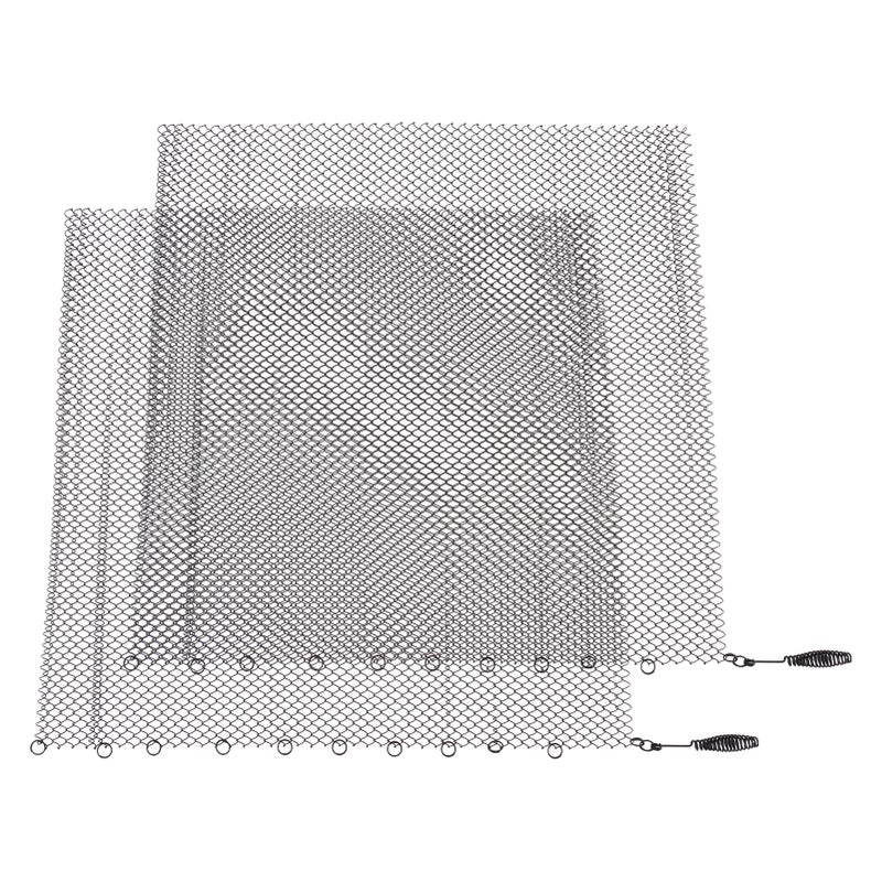 Fireplace Mesh Screen Curtain 2 Wide Panels Hanging Replacement Screens for Home Wood Burning Fireplace Black 24x18in - Image 2