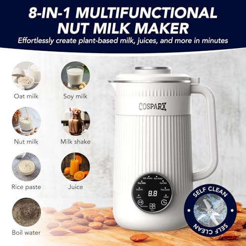 COSPARX 8 in 1 Nut Milk Maker Machine Blender, 32oz Homemade Soy, Almond, Oat, Coconut, Plant Based and Non Dairy Beverages, Nutmilk Maker Machines – with Delay Start and Keep Warm Functions - Image 2