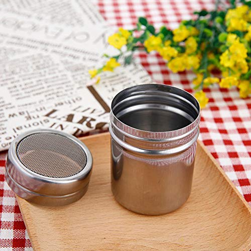 FEOOWV Powder Shaker with Lid,Stainless Steel Fine Mesh Shaker, for Sifter Cocoa,Cinnamon Powder,Icing Sugar,Chocolate Coffee (6 Pcs Small) - Image 4