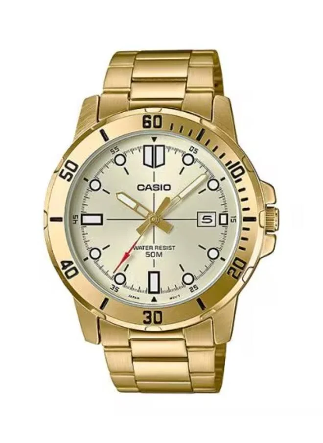 CASIO Men's Analog Display Watch With Gold Stainless Steel Strap - MTP-VD01G-9E