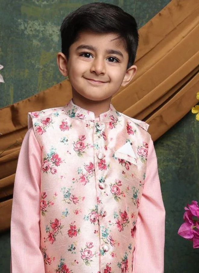Saka Designs Boys Pink Kurta Set with Waistcoat
