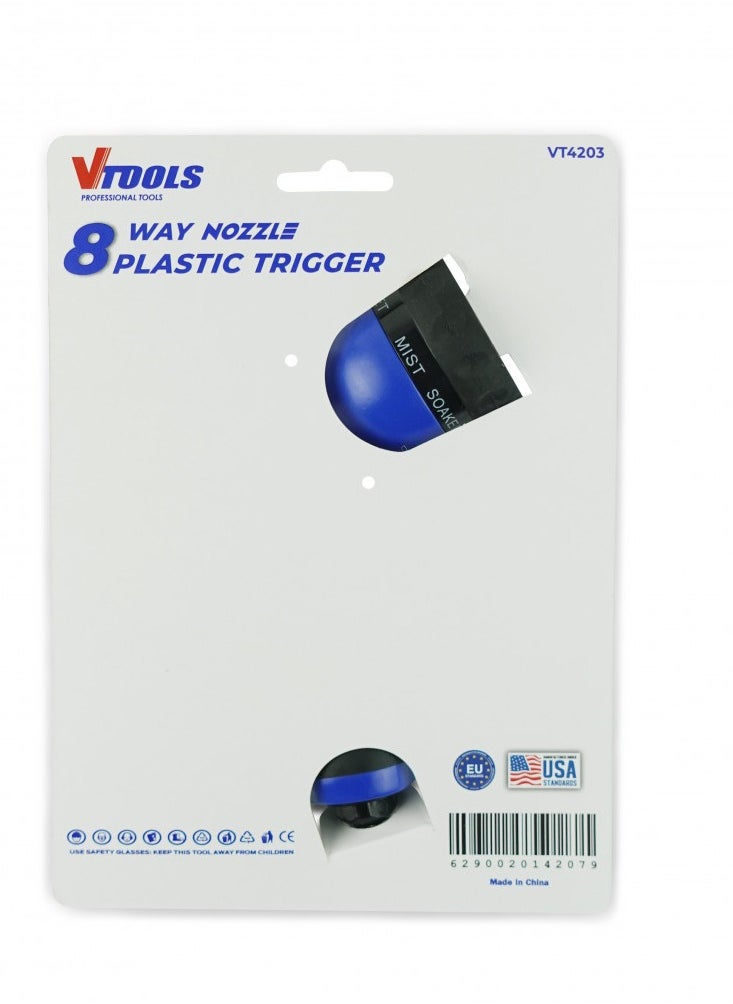 VTOOLS - Plastic Hose 8 way nozzle plastic trigger Adjustable Watering Patterns Suitable for Watering Lawn and Garden - Image 1