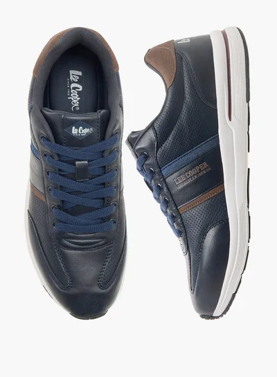 لي كوبر Men's Logo Print Sneakers with Lace-Up Closure
