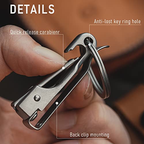 KeyUnity KS02 EDC Belt Keychain Clip Quick Release, Stainless Steel Duty Belt Key Ring Holder for Pants, Jeans, Trousers (Silver) - Image 5