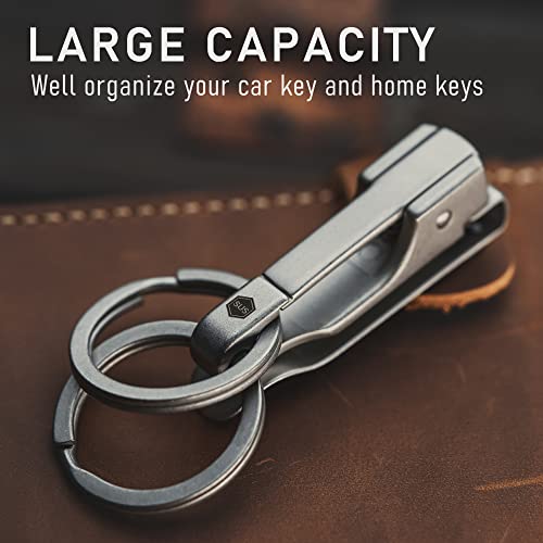 KeyUnity KS02 EDC Belt Keychain Clip Quick Release, Stainless Steel Duty Belt Key Ring Holder for Pants, Jeans, Trousers (Silver) - Image 4