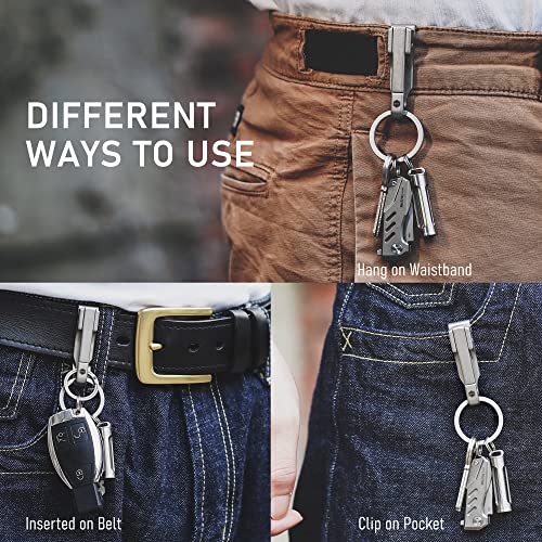 KeyUnity KS02 EDC Belt Keychain Clip Quick Release, Stainless Steel Duty Belt Key Ring Holder for Pants, Jeans, Trousers (Silver) - Image 3