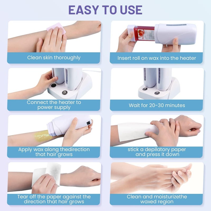 Subay Roll on Wax Warmer Double Cartridges Warmers 110v for Women Men Body Waxing Coarse Hair Removal with Heater Base for Hair, Leg, Face, Armpit, Bikini, Eyebrow, Brazilian - Image 4