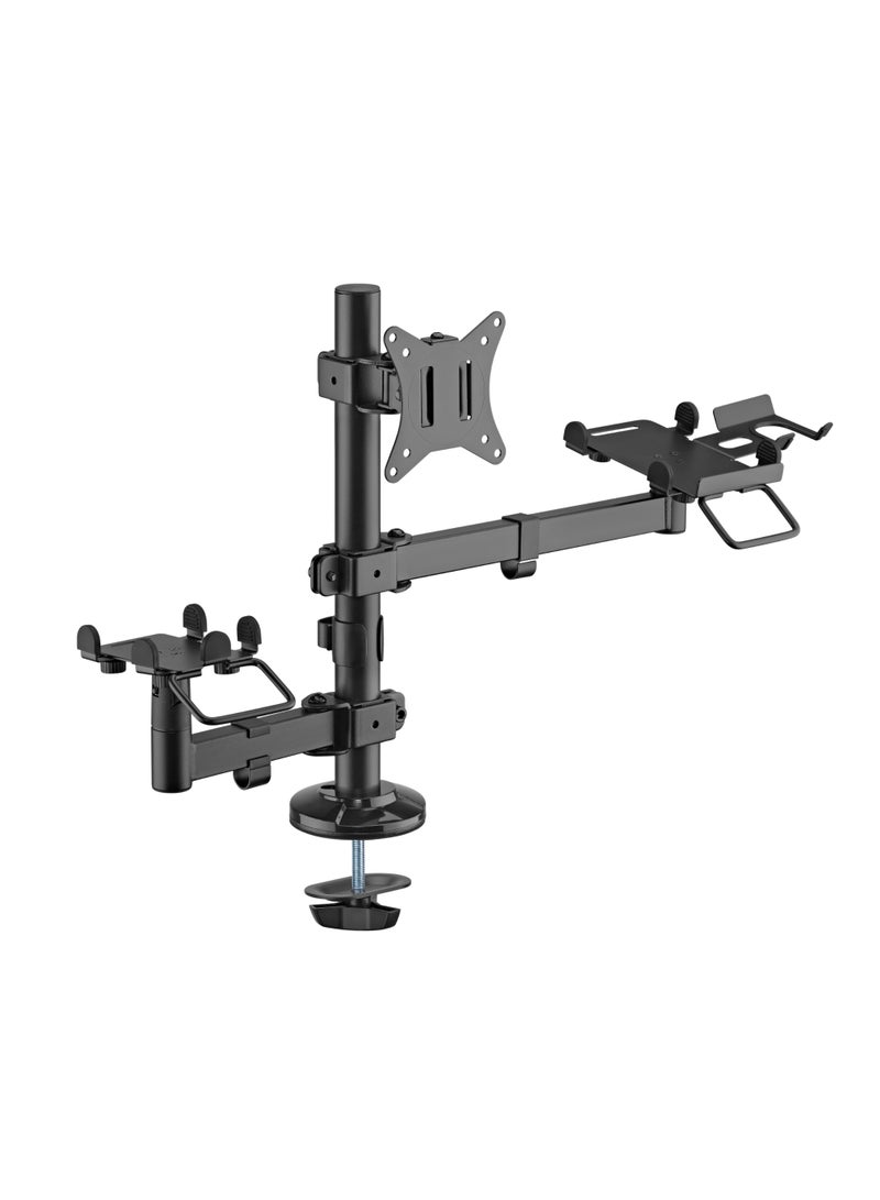 Skill Tech Skilltech SH MM 02S POS Mounting Solution | Adjustable POS Monitor Stand for 17–32" Screens | ±45° Tilt, 180° Rotation | VESA 100×100 | Grommet Mount | Black - Image 1