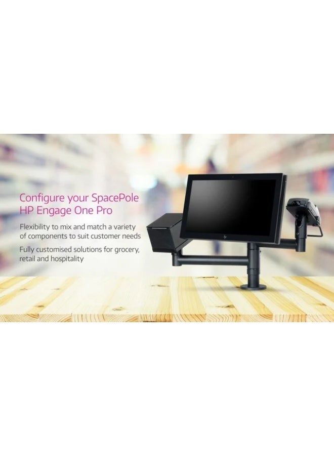 Skill Tech Skilltech SH MM 02S POS Mounting Solution | Adjustable POS Monitor Stand for 17–32" Screens | ±45° Tilt, 180° Rotation | VESA 100×100 | Grommet Mount | Black - Image 2