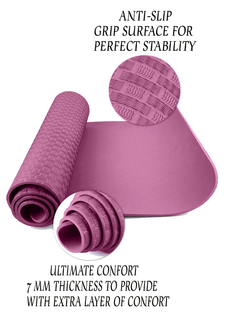 Generic - 7mm thick eco friendly yoga mat  with natural non slip thick padded non toxic PVC free yoga mat and durable for sustainable yoga practice - Image 1