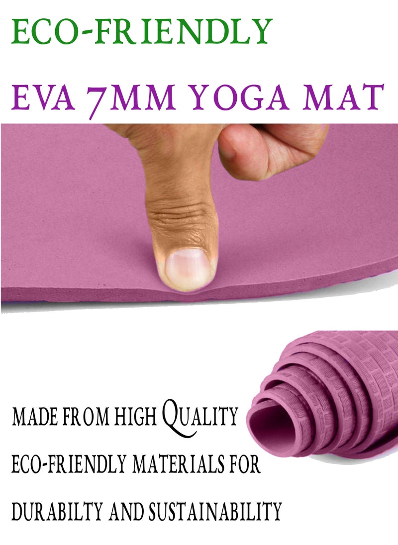 Generic - 7mm thick eco friendly yoga mat  with natural non slip thick padded non toxic PVC free yoga mat and durable for sustainable yoga practice - Image 1