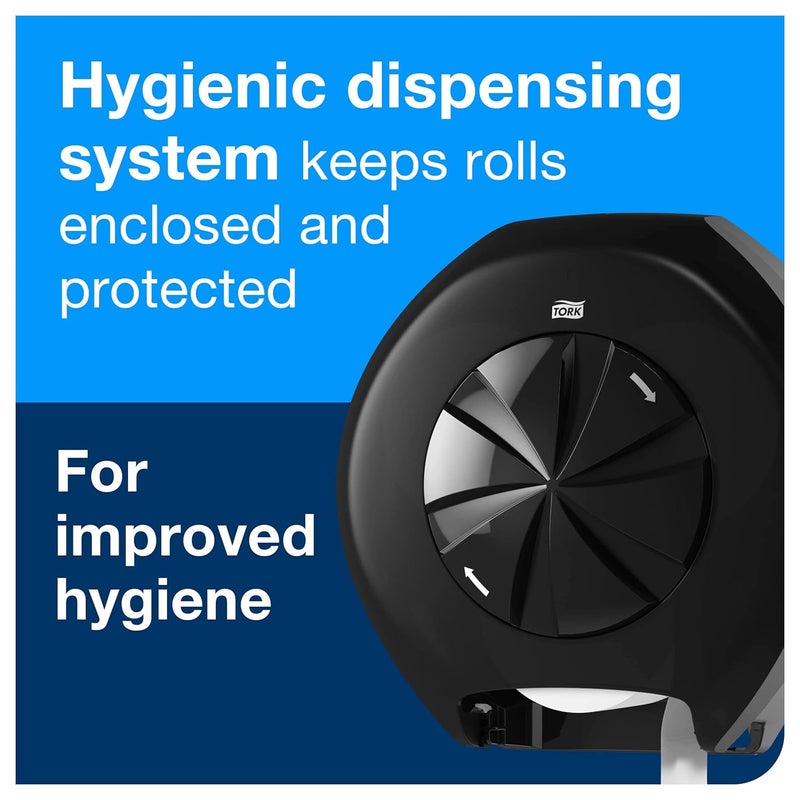 Tork OptiCore 3Roll Toilet Paper Roll Dispenser Black T11 High Capacity 565828 - Image 4