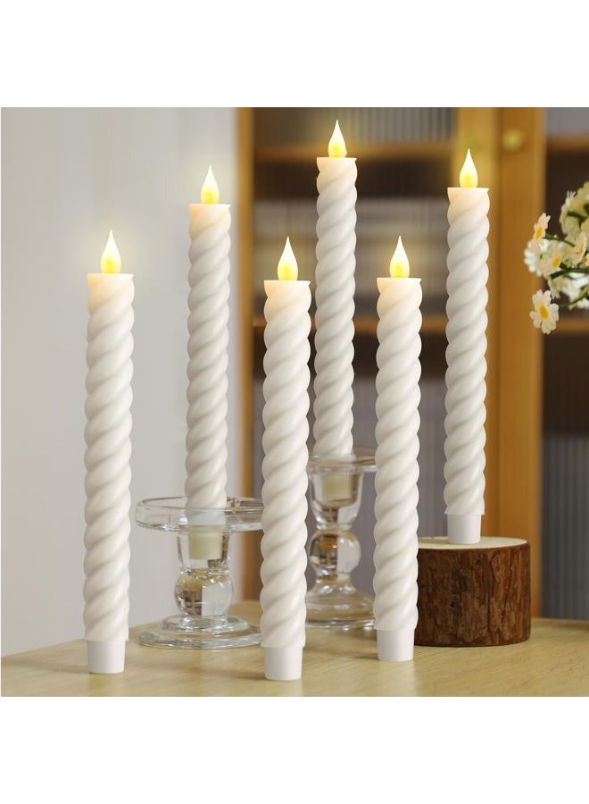 Baquler 6 Pcs White Flameless Taper Candle Twisted LED 9.65 Inch Taper Candles Battery Operated Twisted Candlesticks for Summer Wedding Birthday Home Party Holiday Dinner Fireplace Decor - Image 5