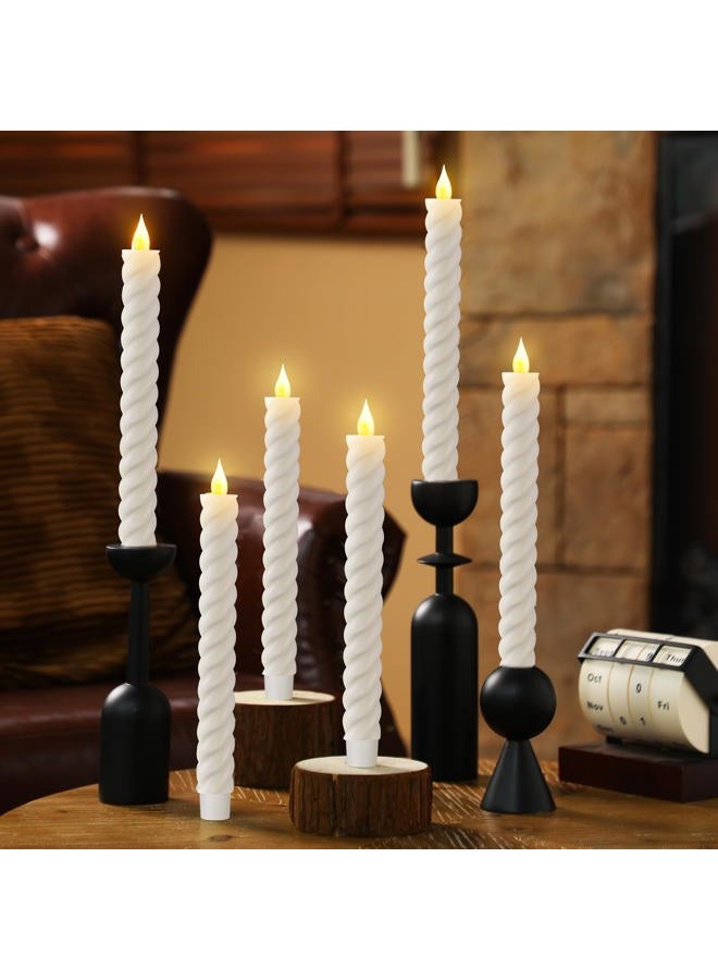 Baquler 6 Pcs White Flameless Taper Candle Twisted LED 9.65 Inch Taper Candles Battery Operated Twisted Candlesticks for Summer Wedding Birthday Home Party Holiday Dinner Fireplace Decor - Image 4